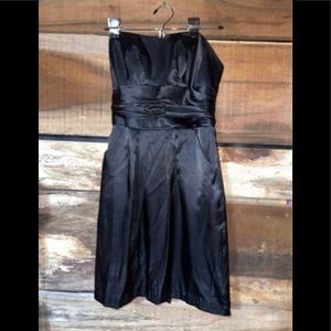 Black Satin Strapless David Bridal Cocktail Dress Size 4
